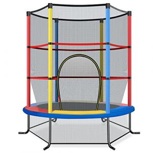 COSTWAY Trampoline Ext&eacute;rieur Enfants &Oslash;165 CM avec Filet de S&eacute;curit&eacute;, Trampoline Enfants avec Cadre en Acier & 6 Poteaux Recouvert de Mousse, Charge Max 135kg pour Gar&ccedil;on et Fille (FDS GmbH, neuf)