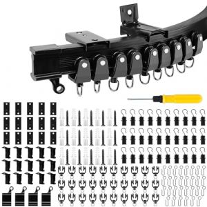 Rail Rideau Plafond Flexible, 5 Mètres Rail Support de Montage Rail de Rideau Plafond, Tringle à Rideaux Rail avec Montage Accessoire, Tringle Rideau Pliable pour Fenêtre Chambre Balcon Douche(Noir) (FANCY GINGER - UNIPESSOAL LDA*, neuf)