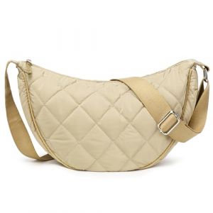 Micmores Sac à bandoulière en nylon matelassé léger pour femme et homme - Grand sac à bandoulière - Sac banane Hobo, kaki, M M (Micmores, neuf)