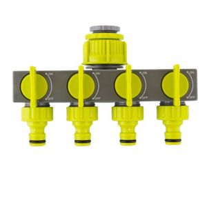 RoseFlower Distributeur 4 Voies, 3/4" et 1/2" Raccord de Tuyau D'arrosage, Étanche Adaptateur Robinet Tuyau Arrosage Exterieur - Garden Hose Splitter pour l'irrigation du Jardin, Robinet Extérieur (BrightLearnMarketEU, neuf)