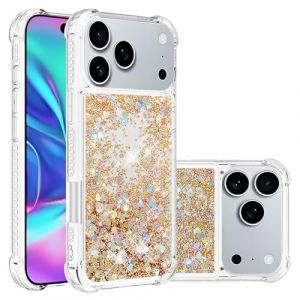 SIYOPINPFY Compatible avec Liquide &Eacute;tui Coque pour iPhone 17 Pro, Coque Paillette Liquide Housse Glitter Transparente Protection Flexible Etui pour iPhone 17 Pro 6,3 Pouces - Love Gold YB (SIYOPINPFY, neuf)