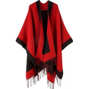 Lachi Poncho ch&acirc;le poncho cape cardigan ouvert sur le devant pour femme, Rouge, M/L (VelvetVendors, neuf)