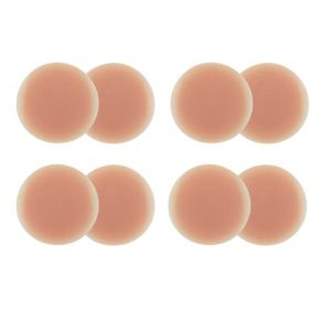 Cache-T&eacute;tons Femme Ultra Doux R&eacute;utilisables en Silicone, Invisibles Adh&eacute;sifs Hypo allerg&eacute;niques, 4 Paires + Bandes + Protections, Robe Dos Nu, Nipple Covers Coque Couvre Seins [8cm &Oslash;] (Caramel) (Dhole Net, neuf)