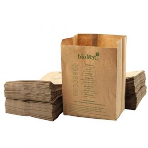 bioMat Sacs Poubelle Papier Compostables 10l, 250 Sachets en Papier Recyclé pour Déchets Organiques, Résistants à l'humidité, Double Fond, Fabriqués en UE (BIOMAT®-Shop, neuf)