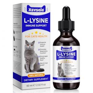 L-Lysine pour Chats, Gouttes de lysine pour Chats, Soutien immunitaire - &Eacute;ternuements, rhume, &eacute;coulement Nasal, Troubles respiratoires f&eacute;lins, 60 ML pour Chatons (liuyangshibiqingshengtainongyeyouxiangongsi, neuf)