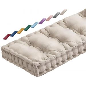 JORTUIO Coussin de Banc Interieur 1 2 3 ou 4 Places, Coussin de Si&egrave;ge de Banc 120x40/100x40/140x40/80x40cm Coussin d'assise pour Banc 10cm d'&eacute;paisseur Mobilier Coussin De Sol(Beige,90x35x10cm) (Danansentt Shop, neuf)