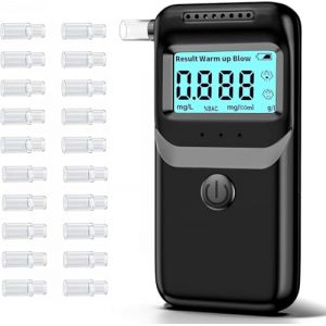 Ethylotest Electronique, Ethylotest Electronique avec Affichage Numérique LCD Bleu, Ethylometre Précision de Qualité, Alcootest Personnel pour Usage Domestique et Professionnel ave 20 Embouchures (wangrunwei, neuf)