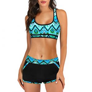 Maillots Deux Pièces Femme Maillot De Bain Gainant Ventre Plat Grande Taille Bustier Haute Haut Bas Maillot'de Shorty Culotte Short Tankini Ronde Amincissant Bandeau Hauts 2# (ZJsz, neuf)
