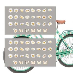 UZYXC 60 Autocollants Velo Marguerite, Stickers Fleurs Imperméables pour Cadre Vélo, Scooter, Voiture Tuning - Décor Kawaii sans Trace, Application Rapide pour Enfants, Auto-Adhésif Décoratif Créatif (hulingle, neuf)