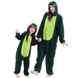 COOKY.D Pyjama Déguisement Animal Parent-Enfant Unisexe À Capuche Combiné Une Pièce Costume Jeu Vidéo Halloween pour Filles Garçons Pyjama Tenues Famille,Vert Foncé 5-6 Ans (MICHLEY INTERNATIONAL, neuf)