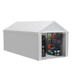 LZQ Tente d'entrep&ocirc;t 3 x 6 m, tente d'&eacute;quipement, cabane &agrave; outils et garage avec toile en poly&eacute;thyl&egrave;ne robuste et r&eacute;sistante aux intemp&eacute;ries avec renfort de toit et cadre &agrave; outils (Anning Home, neuf)