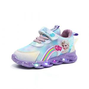 Chaussures lumineuses Elsa, princesse filles 27 Sneakers enfants avec lumi&egrave;re LED clignotante baskets printemps et automne de sport for int&eacute;rieur et ext&eacute;rieur rose/violet 21-35(Violet,32 EU) (MODESPORT, neuf)