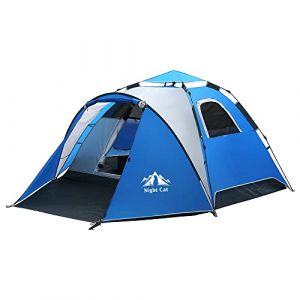 Night Cat Tente de Camping 3 4 Personne Imperm&eacute;able Installation Facile Instantan&eacute;e Pop Up Dome Tente Familiale Automatique (Night Cat-EU, neuf)