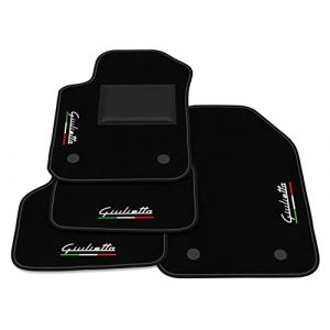 Tapis Compatibles avec Alfa Romeo Giulietta - Kit de Tapis de Voiture Personnalis&eacute; avec Broderie Giulietta Drapeau Ita (Somer Car, neuf)