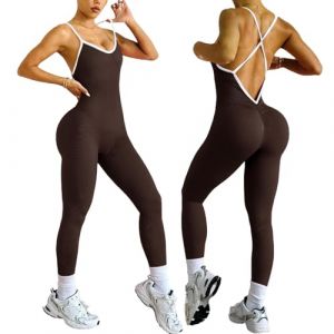 XDSP Combinaison Femme Sport Sans Couture Jumpsuit de Yoga sans Manches Élastique Skinny Une Pièce Survêtements Rembourrée Sexy Gym Combishort Côtelé Barboteuses pour Fitness Jogging (HQZY-EUSTORE, neuf)
