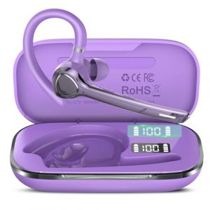Oreillette Bluetooth sans Fil, Ecounteurs V5.4 antibruit CVC8.0/ENC Double Mic, 90H de Conversation Mains Libres Casques Bluetooth Deux Appareils Connectés, Mic Mute pour Affaires/Conduite, Violet (xuanlidianzishang, neuf)