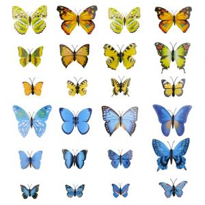 Lot de 24 papillons d&eacute;coratifs 3D avec pastilles adh&eacute;sives blanches pour d&eacute;coration de chambre d'enfant, rideaux, table &agrave; manger, bureau, salle de classe, mariage (Shuqio, neuf)