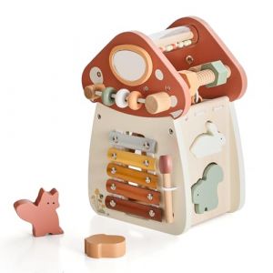 Cube d&rsquo;activit&eacute;s en Bois Montessori B&eacute;b&eacute; d&egrave;s 6 Mois &ndash; Jouet d&rsquo;&eacute;veil &eacute;ducatif & sensoriel | Xylophone, Formes &agrave; encastrer, Perles & Engrenages | Jouet motricit&eacute; Fine gar&ccedil;on Fille (Eveildouceur, neuf)