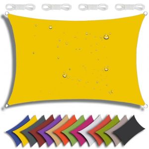 QIAQ Toile Ombrage Imperméable,Voile Ombrage Rectangulaire Toile Ombrage, Offre Une Protection Contre Les UV,pour Patio Être Applicable Jardins, Balcon Et Pergola (3x4m,Jaune) (QIAO Q, neuf)