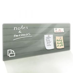 Floordirekt Tableau de présentation, tableau blanc, en verre, laqué ou verre, magnétique et inscriptible, mural, gris, 20 x 60 cm (MEISTEREI, neuf)