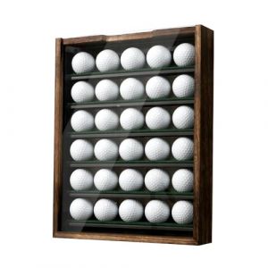 MK743A Pr&eacute;sentoir pour balles de Golf avec 6 &eacute;tag&egrave;res en m&eacute;tal Robuste, Cadre en Bois avec Porte coulissante en Acrylique, Peut contenir 30 balles de Golf, 28 x 35,6 cm (JackCubeDesign, neuf)