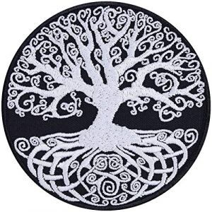 Écusson YGGDRASIL, l'Arbre de Vie viking | Patch du symbole de l'Arbre de Vie, patch viking à thermocoller ou à coudre | Appliqué pour sac de sport viking | 90x90mm (EXPRESS-STICKEREI, neuf)