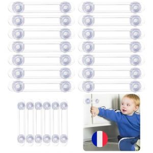 Bloc placard Bebe (20 pi&egrave;ces) S&eacute;curit&eacute; Enfant - Bloque Porte Placard Fen&ecirc;tre - Protection S&eacute;curite Domestique - S&eacute;curit&eacute; Serrures Enfant Garantie - Soci&eacute;t&eacute; Fran&ccedil;aise (Brio&Co, neuf)