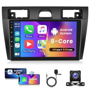 4G+64G 8 Core Android 13 Autoradio 2 Din pour Ford Fiesta Mk5 2002-2008 avec sans Fil Carplay Android Auto GPS Navi WiFi 9 Pouces Autoradio avec Mirror Link Bluetooth FM/RDS/Dab Caméra de Recul (Rimoody Direct, neuf)