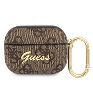 Guess GUAP4GSMW Housse pour AirPods Pro 4G Script Metal Collection Marron Brun (huellenwelt, neuf)