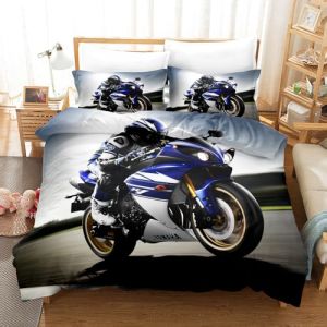 ZZTBQ Motif Moto Housse de Couette pour Chambre Bébé Bas Âge 1 Personne 100x135/40x60 (2 Piece) Lit Bébé Bas Âge Ados Cool Moto Rider Parure de lit pour Junior, Bas Âge, Bébé (ZZTBQ, neuf)