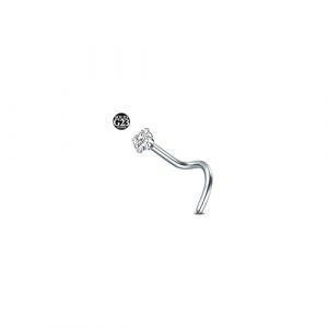 AceFun Titane piercing nez argent 20G(0.8mm) tire bouchon piercing nez titane fin acier vis nez 1 pièce piercing pin bijoux corporels 1.5mm diamant (Piercing Jewelry, neuf)