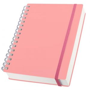 Yarotm Cahier Ligné A5-1 PC Rose Carnet Spirale 15.5x20.9cm - 100g/m² Carnet de Notes A5 - Bloc Note A5-300 Pages/150 Feuilles Carnet Ligné - Journal Notebook à Couverture Plastique (Droking, neuf)