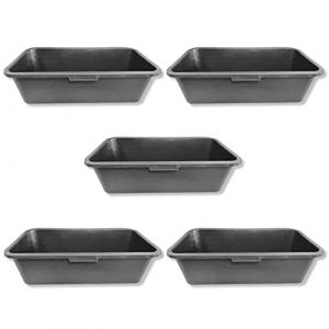 DEWEPRO&reg; Lot de 5 Bacs &agrave; Mortier Rectangulaires Noirs 40L - Robustes et sans Poign&eacute;es pour Chantier et Jardin - Id&eacute;als pour Professionnels et Bricoleurs, Capacit&eacute; 40L, Dimensions 65x34x19 cm (derwerkzeugprofi, neuf)
