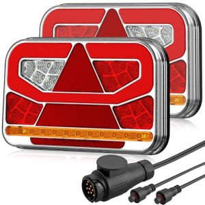 AUTOUTLET Lot de 60 feux arri&egrave;re de remorque - &Eacute;clairage LED 13 broches - C&acirc;ble amovible de 5 m et 5 fonctions - &Eacute;clairage de remorque de voiture et camion - Certifi&eacute; E11 (pas d'&eacute;clairage de plaque (ZIXING TECHNOLOGY LIMITED, neuf)