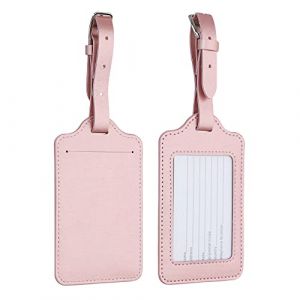 kwmobile 2X Étiquette Bagage pour Valise - Lot 2X Tag Porte-étiquette pour Valise et Sac de Voyage avec Carte nom adresse numéro - Or Rose (SX-Commerce, neuf)