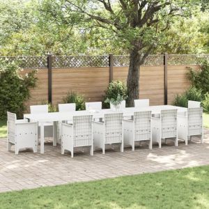 vidaXL Table de Jardin Blanche 400x100x73 cm en Poly rotin (vidaXL FR, neuf)