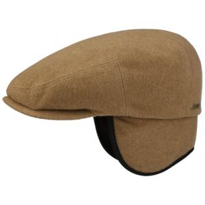 Stetson Casquette Kent a Oreillettes Femme/Homme - Made in The EU Plate Laine Gavroche avec Visiere, Oreillettes, Doublure, Doublure Hiver Automne-Hiver - M (56-57 cm) Camel (Chapeaushop, neuf)
