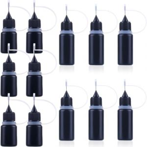 BDEPSTR 12 pcs Flacon Pipette, Flacons Plastique, Bouteille Plastique, Flacon Souple, Bouteille De Colle Vide, Bouteille De Précision, pour colle lubrifiant peinture et encre à l'alcool 5ml/10ml-Noir (ZLw6679, neuf)