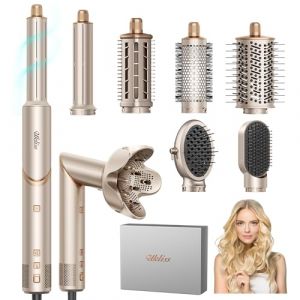 UKLISS Seche Cheveux Pro 8 en 1, Brosse Soufflante - Airstyler Style Hair Airbrush 110K RPM, Air Styler avec 300M Ionique N&eacute;gatif, Fers &agrave; Boucle Automatique 32mm, Rapide et Facile, Maison/Voyage (ukliss beauty, neuf)