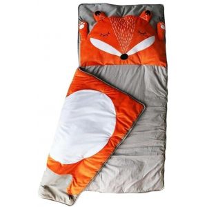 Sac de Couchage de Voyage pour Enfants | Design Renard | Sac de Couchage Léger et Compact en Coton 3 Saisons | Rectangulaire avec Matelas Intégré et Oreiller Amovible | Couette 1 Personne Disponible (MKSTrade, neuf)