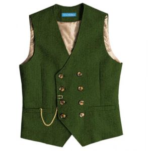 Solovedress Gilet de costume vintage en laine pour homme, coupe droite, gilet de costume pour mariage, gar&ccedil;ons d'honneur, vert, S (solovedress, neuf)