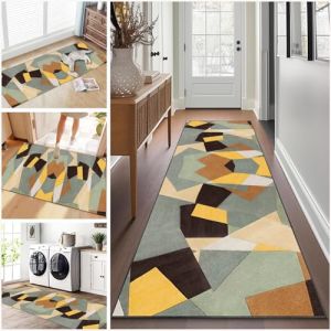 Tapis de Passage Long Tapis de Couloir Antidérapant 50 x 200 cm Tapis de Cuisine Lavable en Machine Tapis d Entree Interieur Tapis Salle de Bain Tapis Couloir Long Moderne pour Cuisine Salon Bureau (xueleixinrzbhd, neuf)