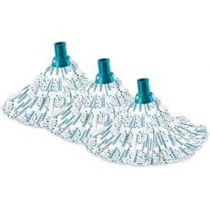 Leifheit Tête de rechange Classic Mop Viscose, Lot de 3, Tête de balai en viscose et polyester pour les taches tenaces sur carrelage, sols en pierre, tête de mop serpillère absorbante lavable à 60 °C (AXIMAX, neuf)