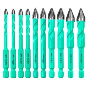 LEKOMESH M&egrave;ches Foret Carrelage Carbure - 10 pi&egrave;ces 5mm*2+6mm*2+8mm*2+10mm*2+12mm*2 Foret Carrelage, Meche Verre pour Bois Plastique Ma&ccedil;onnerie C&eacute;ramique B&eacute;ton Marbre, Tige Hexagonale (lekomesh, neuf)