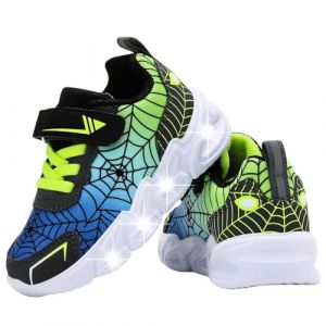 ZOUPREME Basket Enfant Garçon Lumineuse, Chaussures Sport Lumineux Basquette Sneaker Kids Boy Shoes (A1-Green,21) (ZOUPREME, neuf)