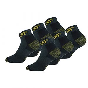 Caterpillar Premium Sneaker 6 Paires de chaussettes sneaker de sécurité au travail pour hommes, double renfort sur la pointe et le talon, Coton d'excellente qualité (Anthracite, 39-42) (Naduf, neuf)