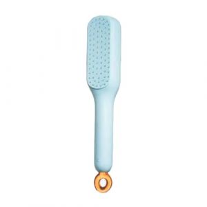 Peigne de massage One-Pull Clean - Peigne de massage auto-nettoyant et antistatique - Rotation évolutive - Brosse à cheveux autonettoyante - Outils de coiffure pour femme (bleu) (yiquanus, neuf)
