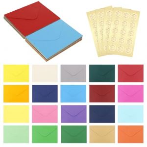 60 enveloppes color&eacute;es, 15,9 x 10,9 cm, 20 couleurs au total, avec 60 autocollants, pour mariages, f&ecirc;tes, cartes cadeaux d'anniversaire, enveloppe kraft (SNAPPYKART, neuf)