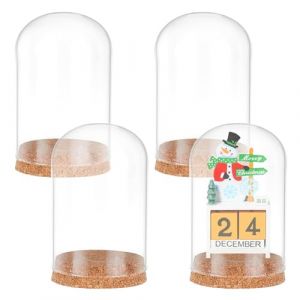 PH PandaHall 4pcs Cloche Dôme en Verre Cloche en Verre avec Base en Liège Présentoir à Fleurs en Bocaux Décoratifs Rangement Décoration pour Fête des Mères la Maison Anniversaire Femmes 8x12cm (Yizhou EU, neuf)