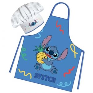 Sorrisini Tablier de cuisine pour enfants Lilo, ensemble chef enfant et chapeau, robe de cuisine enfant, tablier et chapeau r&eacute;glable pour la peinture, Stitch-Fantasy (Sorrisini_Store, neuf)